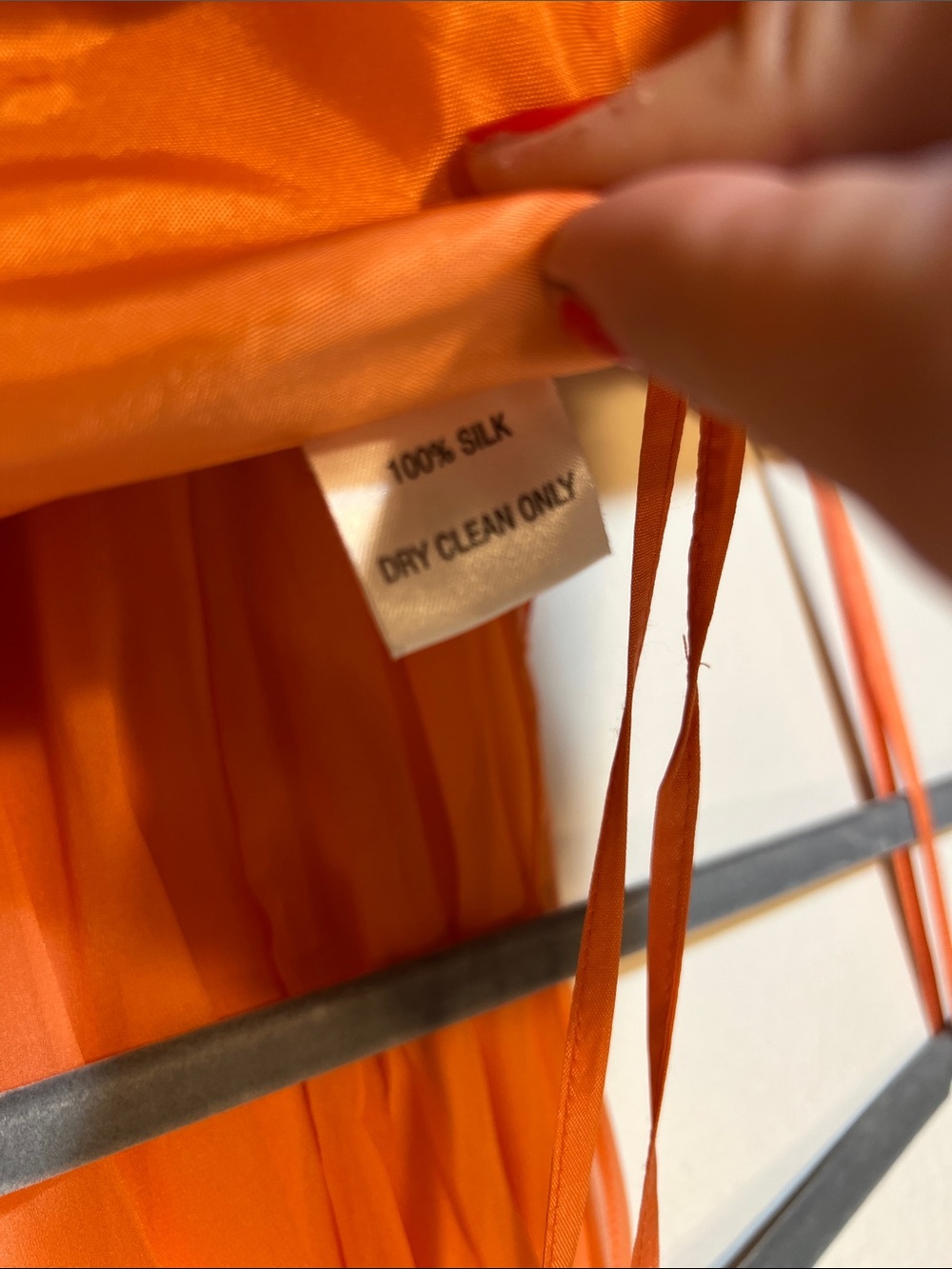 Kay Unger Strapless Orange Raw Silk Cocktail Dress w Large Chiffon Shawl Scarf 6 - Picture 4 of 8